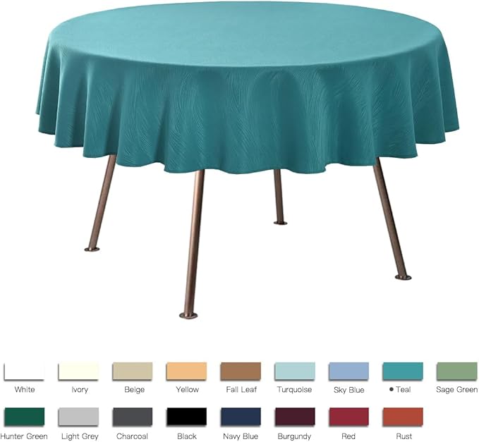 maxmill Jacquard Round Table Cloth Swirl Design Waterproof Antiwrinkle Spillproof Heavy Weight Soft Tablecloths for Circular Table Cover and Kitchen Dinning Tabletop Round 70 Inch Teal