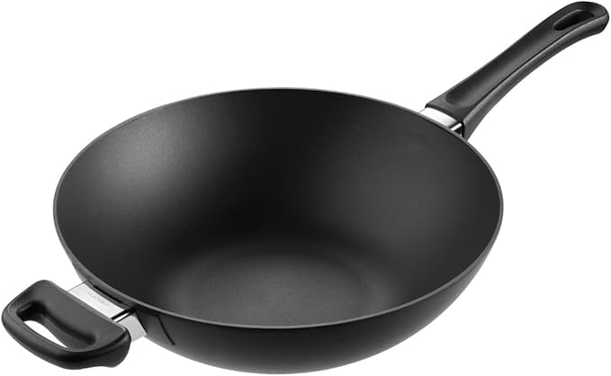 Scanpan Classic 11 inch Nonstick Wok ??Compatible with Gas and Electric Stovetops, Metal Utensil Safe, Oven Safe to 500째F, Dishwasher Safe, Black