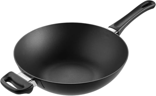 Scanpan Classic 11 inch Nonstick Wok ??Compatible with Gas and Electric Stovetops, Metal Utensil Safe, Oven Safe to 500째F, Dishwasher Safe, Black