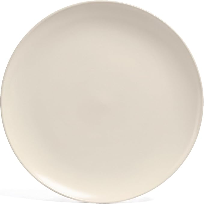 over&back Coupe Stoneware Serving Platter - Elegant 1-Piece Round Serving Platter to Complete Your Kitchen Set - 13.1" x 13.1" - Semi-Matte Ivory