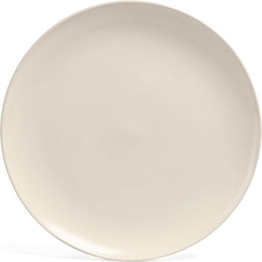 over&back Coupe Stoneware Serving Platter - Elegant 1-Piece Round Serving Platter to Complete Your Kitchen Set - 13.1" x 13.1" - Semi-Matte Ivory