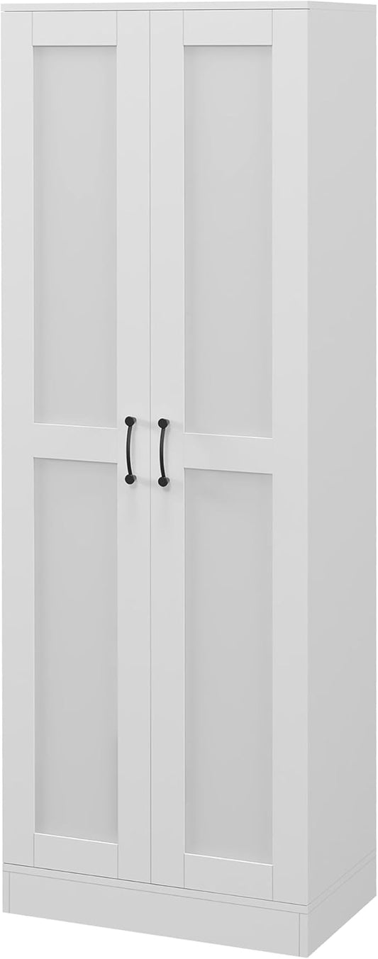 HOMCOM Kitchen Pantry, 69" Tall Storage Cabinet with Adjustable Shelves, Modern Kitchen Storage Cabinet with Soft Close Doors, White