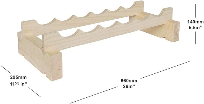 6 Bottle Wide Wine Rack Natural Pine