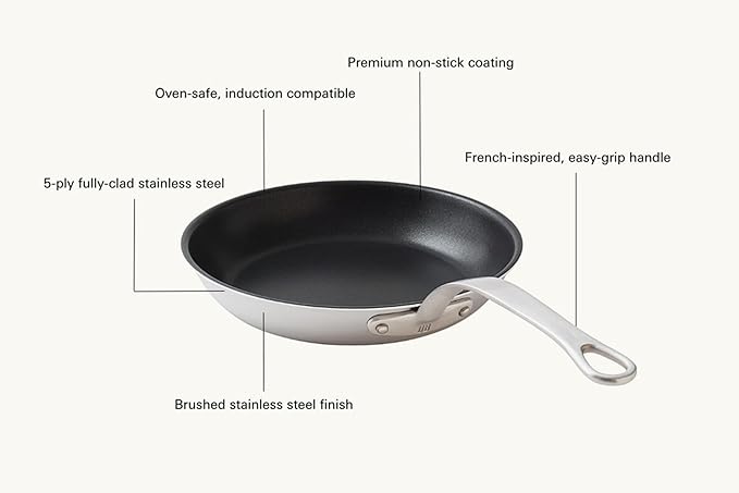 Sardel Daniel Boulud Kitchen - 10??Non Stick Pan - French Inspired Stainless Steel Frying Pan, Non Stick Skillet, Lightweight, Sturdy Heat Resistant Handle, Induction Compatible & Oven Safe