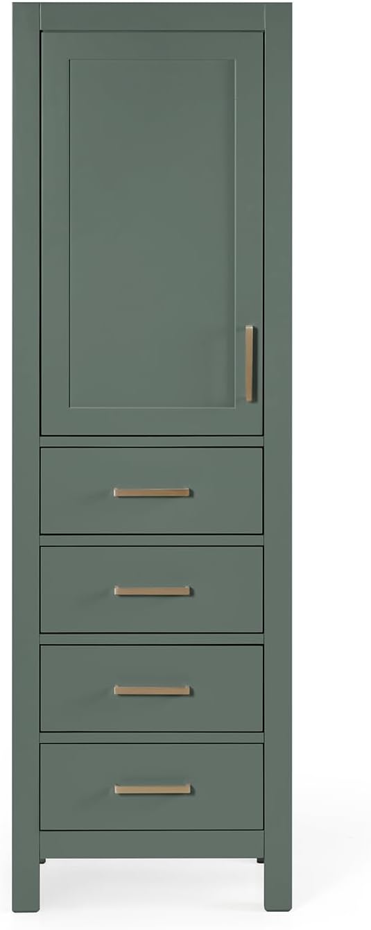 ARIEL Cambridge Bathroom Linen Storage Cabinet 65?쒱 x 20?쓂 x 16?쒭 in Vintage Green