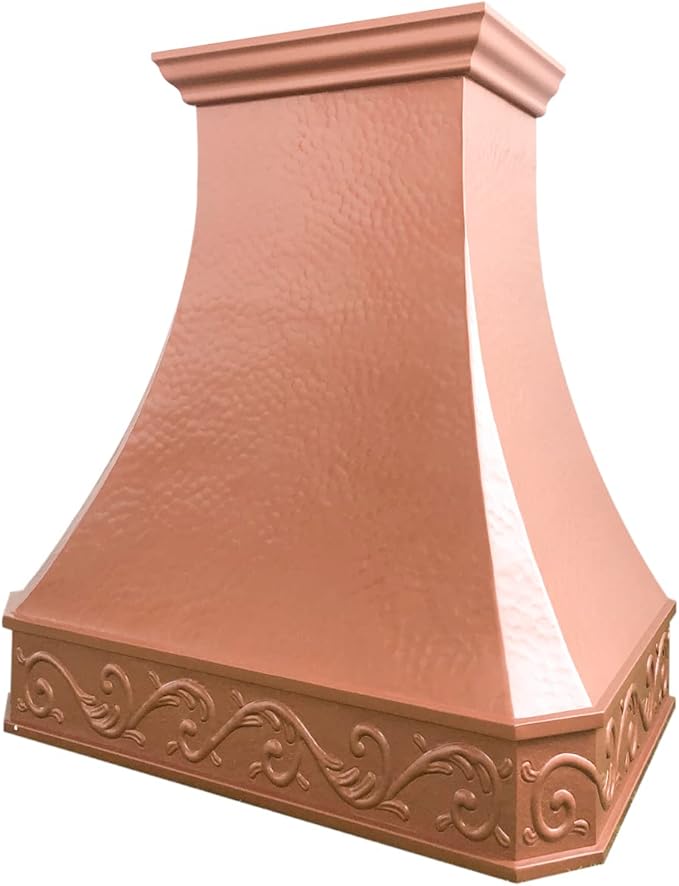 CT Copper Tailor Copper Vent Hood Wall Mount,48'' W,48''H, 1150 CFM Exhaust Fan,Stainless Steel Vent,LED Light,Dishwasher-Safe Baffle Filters,Light Hammered-Penny Patina,VH3A