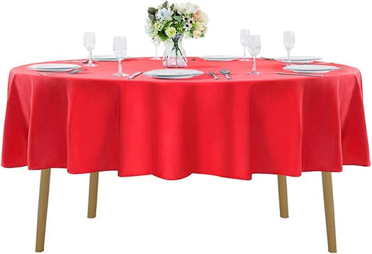 Cupuamon 70 inch Round Tablecloth Washable Polyester Table Cloth Decorative Table Cover for Wedding Party Dining Banquet（70 inch,Red）