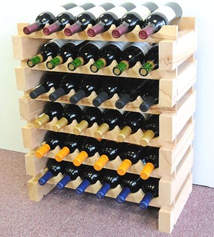 Wine Rack Wood -48 Bottles Modular Hardwood Wine Racks (6 bottles x 8 shelves = 48 Bottles)