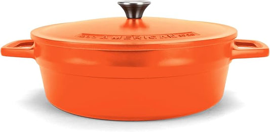 All American 1930 - Dutch Oven - The Saucier Set, Saffron Orange - 5.5qt Capacity - Perfect for Sauces, Soups & Simmering - Non Stick & PFAS Free - Made in the USA