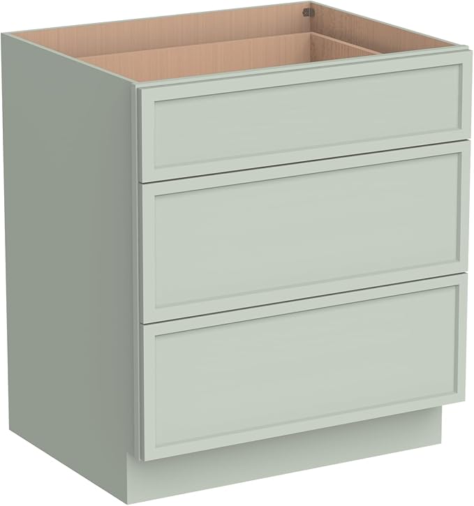Newtown 3-Drawer Solid Wood Cabinet Premium Storage Organizer for Kitchen,Office Files, Essentials, and Mor Versatile and Stylish Drawer Cabinet for Home (NT-Jade Green, 30"W x 24"D x 34.5"H)