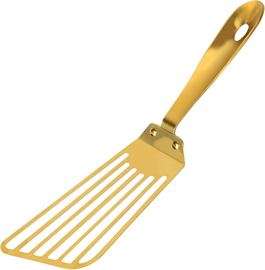 Snailhouse Slotted Spatula, Stainless Steel Metal High Heat Cooking Fish Turner Spatula for Kitchen Use Flipping, Turning, Frying, Gold