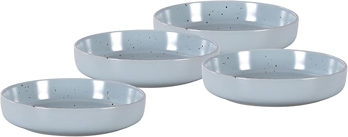 HomeVSS 20-Piece Dinnerware Set - Serves 4, Shiny Matte Blue Glaze plates and bowls sets with Speckle Effect for Microwave & Dishwasher Safe
