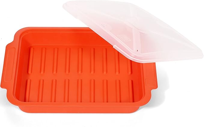 MMUGOOLER Microwave Easy Bacon Maker/Cooker with Lid, Safety, Quick and with No Mess, 11.3??L x 9.0" W x 2.4" H- Red