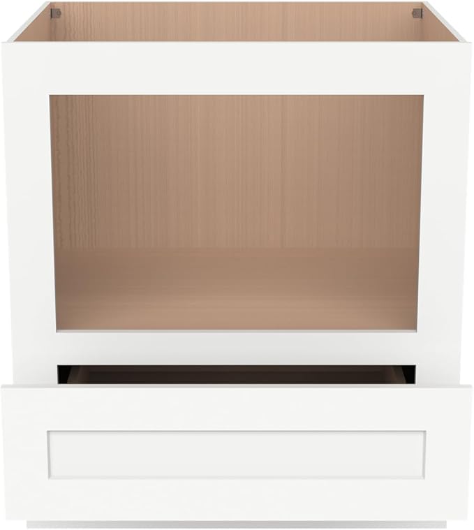 Microwave Base Cabinet ??Solid Wood Shaker Style Kitchen Storage Base Unit with Drawer & Soft-Close Doors, RTA Pantry Cupboard for Dining Room, Coffee Bar 30" W x 24" D x 34 1/2" H (Origami White)