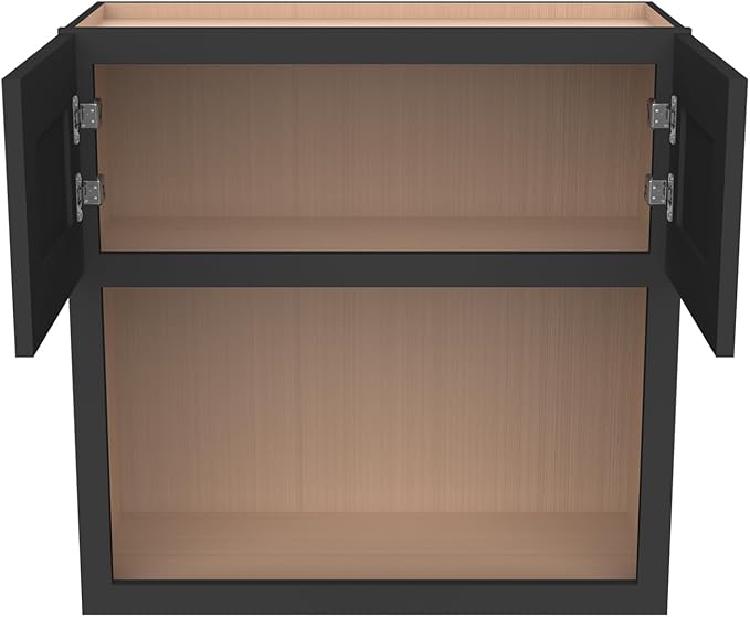 Solid Wood RTA Wall Microwave Open Shelves Cabinet Kitchen Pantry Storage Cabinet Microwave Stand Cabinet with 2 Doors竊늆haker Charcoal Black, 30?쓂횞24?쒭횞36?쒱