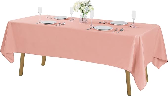 Cupuamon Rectangle Tablecloth 60x102 inch Washable Polyester Fabric Table Cloth for Wedding Party Dining Banquet Decoration（60x102, Dusty Pink）
