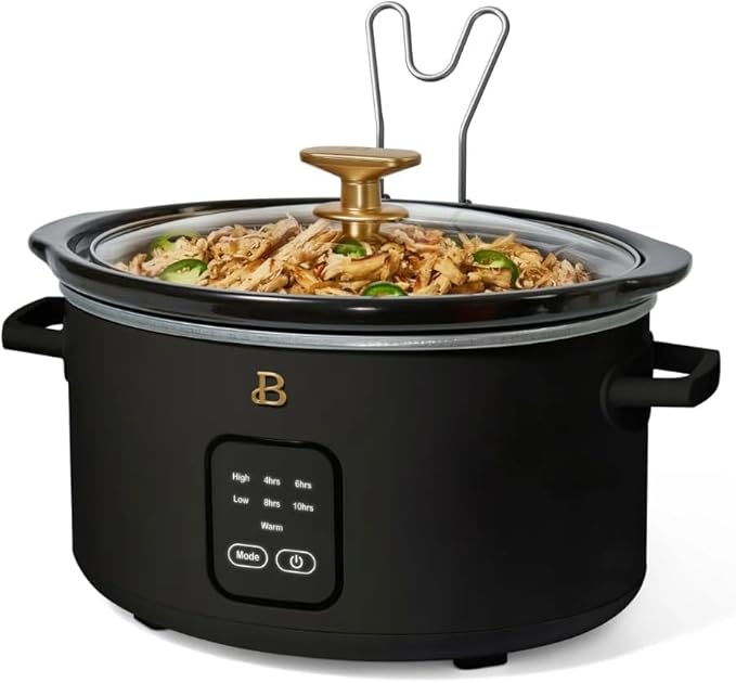 Beautiful 4-Quart Slow Cooker with Touch-Activated Display, Programmable Digital Controls, Removable Non-Stick Pot, Keep Warm Function