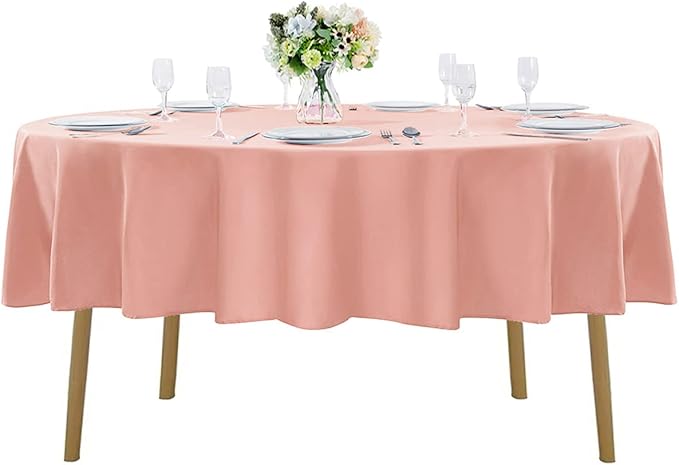 Cupuamon 70 inch Round Tablecloth Washable Polyester Table Cloth Decorative Table Cover for Wedding Party Dining Banquet（70 inch, Dusty Pink）