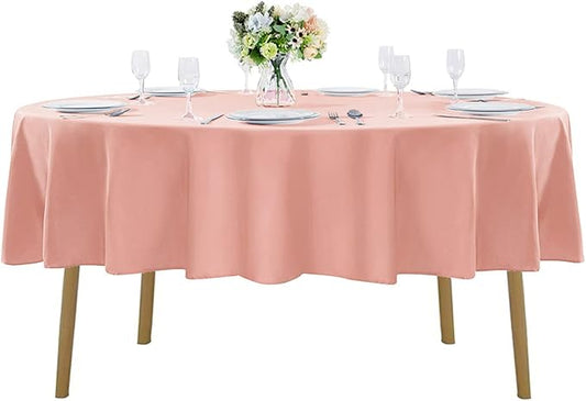 Cupuamon 70 inch Round Tablecloth Washable Polyester Table Cloth Decorative Table Cover for Wedding Party Dining Banquet（70 inch, Dusty Pink）