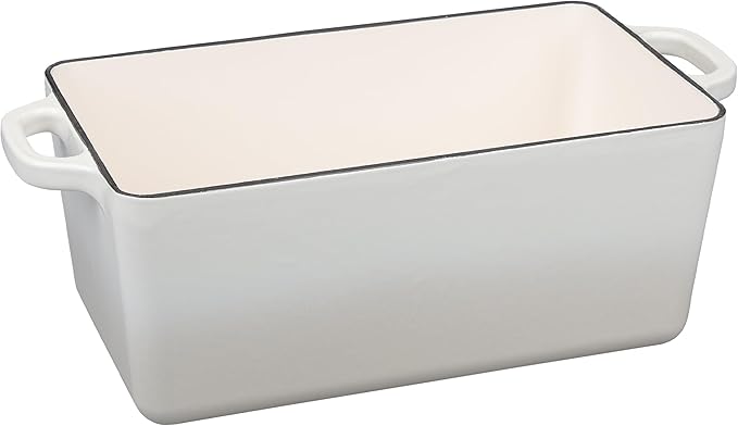 Enameled Cast Iron Dutch Oven, Oblong Bread Oven for Sourdough Bread Baking, Baking Pan, Dual Handles, Oven Safe, 4 Quart, White