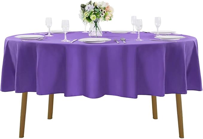 Cupuamon 90 inch Round Tablecloth Washable Polyester Table Cloth Decorative Table Cover for Wedding Party Dining Banquet（90 inch,Purple）