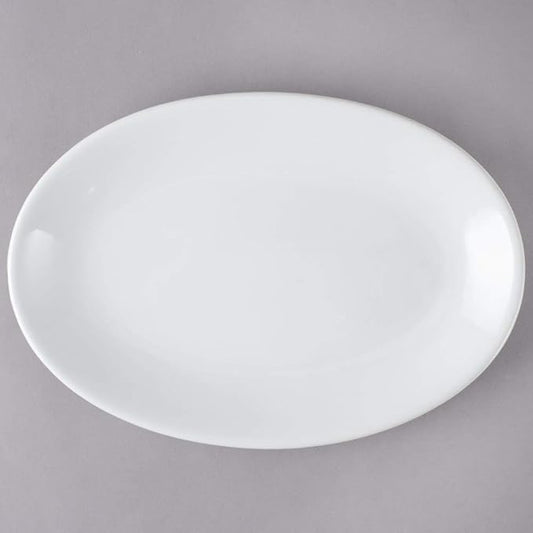 Restaurant Value, Stoneware Coupe Shape Oval Platter 11.75" x 8", Bright White, Case of 12
