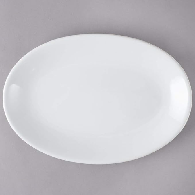 Restaurant Value, Stoneware Coupe Shape Oval Platter 9.75" x 7.25", Bright White, Case of 24