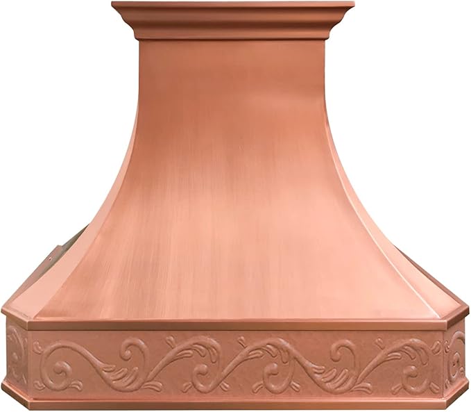 CT Copper Tailor Copper Vent Hood Wall Mount,30'' W,48''H, 610 CFM Exhaust Fan,Stainless Steel Vent,LED Light,Dishwasher-Safe Baffle Filters,Smooth-Penny Patina,VH3A