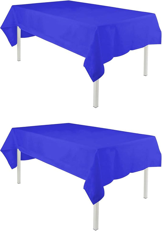 TWINPRET Rectangle Tablecloth 60 x 126 Inch, Blue Waterproof Washable Polyester Table Cloth - Stain & Oil Resistant Rectangular Table Cover for Banquet & Party (Fits 8 Foot Tables) [2 Pack]