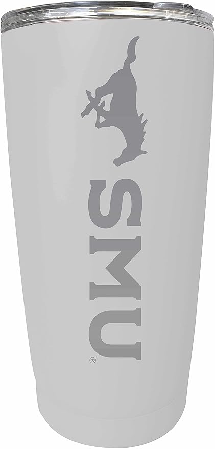 Southern Methodist University Etched 16 oz Stainless Steel Tumbler (White) Officially Licensed Collegiate Product