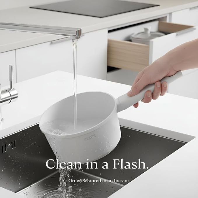 THE ROCK SOHO Ceramic Nonstick Saucepan with Lid, 2 Quarts Non Toxic Small Pot with PPG Fusion Pro Coating?밡othing Sticks, Never Warps, Lasts Longer, Induction Compatible, PTFE, PFOA&PFAS Free, Cream
