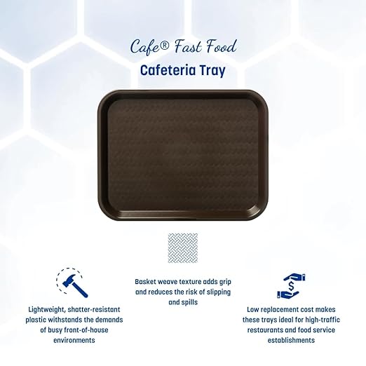 Carlisle FoodService Products CT121669 Caf챕 Standard Cafeteria / Fast Food Tray, 12" x 16", Chocolate