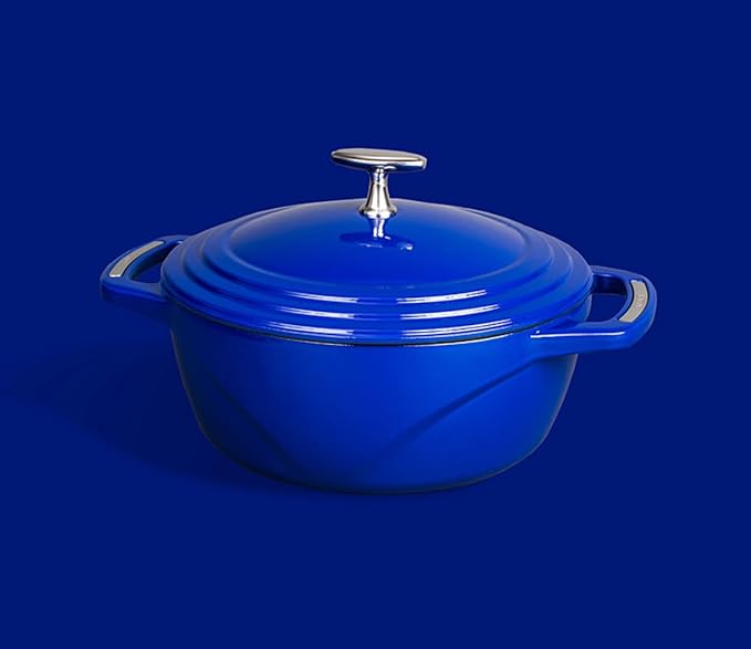 Lodge USA Enamel 4.5 Qt Enameled Cast Iron Dutch Oven - Cast Iron Cookware - Dutch Oven Pot with Lid - Smoothing Sailing Color - 4.5 Qt Capacity