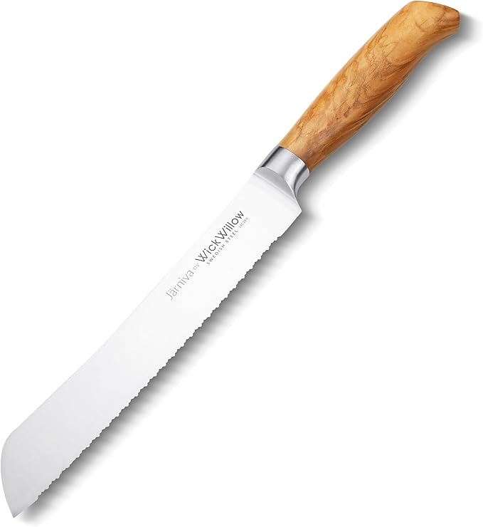 8 Inch Bread Knife ??Double Serrated Swedish Steel Sourdough Knife with Italian Olive Wood Handle ??Premium Serrated Knife for Homemade Bread, Pastries & Gifts for Home Bakers