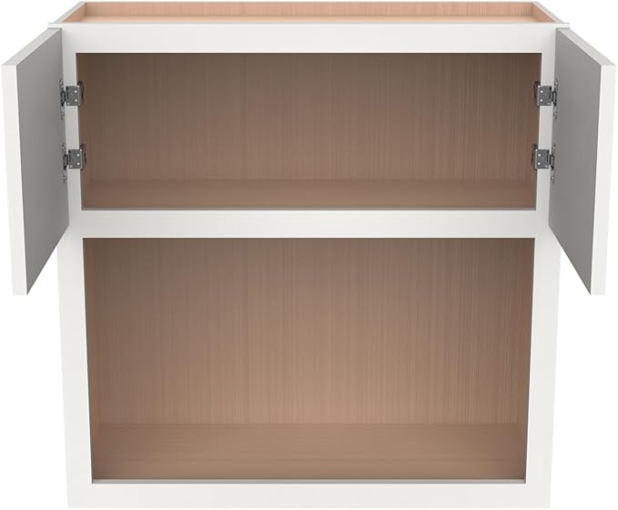 Solid Wood RTA Wall Microwave Open Shelves Cabinet Kitchen Pantry Storage Cabinet Microwave Stand with 2 Doors (Newtown Origami White, 30'W24'D42'H)