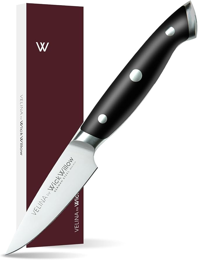 3.5" Paring Knife ??Razor Sharp German Steel DIN1.4116 ??Precision Fruit & Vegetable Knife for Peeling & Trimming ??Full Tang & Ergonomic Handle ??Gift Box ??Velina Series