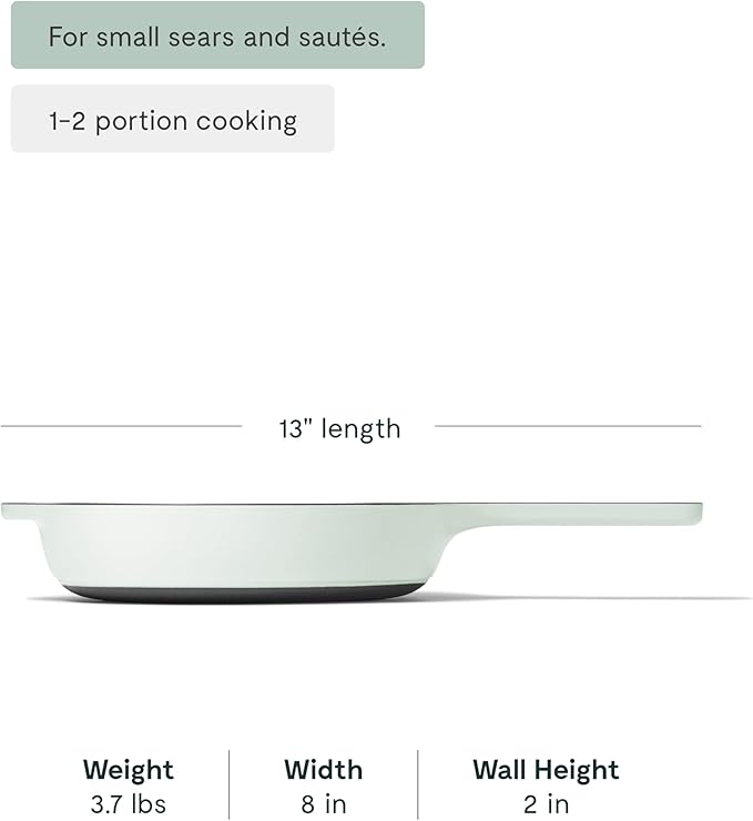 Caraway Cast Iron Skillet - 8??Enameled Cast Iron Pan With 3 Layer Enamel Coating - No Seasoning Required - Compatible With All Stovetops - Free From Forever Chemicals - Light Mist