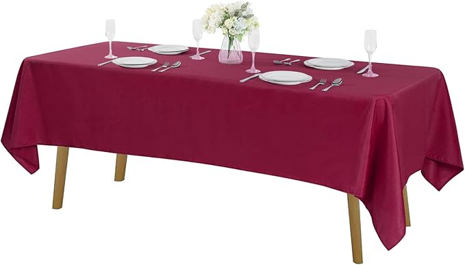 Cupuamon Rectangle Tablecloth 60x102 inch Washable Polyester Fabric Table Cloth for Wedding Party Dining Banquet Decoration（60x102, Burgundy）