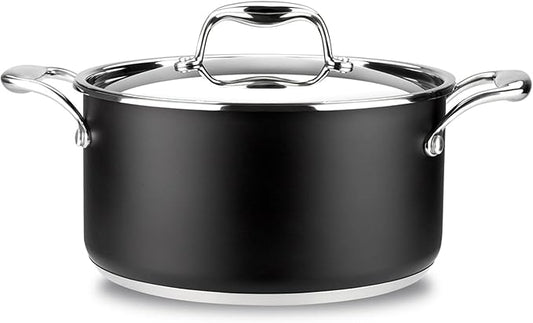 MAGEFESA Prisma ??9.4 inches stew pot, dutch oven with lid, made of 18/10 stainless steel, for all types of kitchens, INDUCTION, easy cleaning, dishwasher and oven safe up to 392쨘F