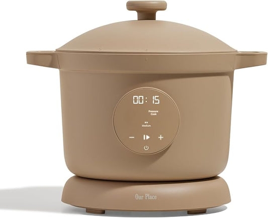 Our Place Dream Cooker | 6 Qt Ceramic Nonstick Multicooker & Pressure Cooker with Touchscreen Controls & Auto Steam Release | 4 Modes: Pressure Cook, Saut챕/Sear, Slow Cook & Warm | Steam