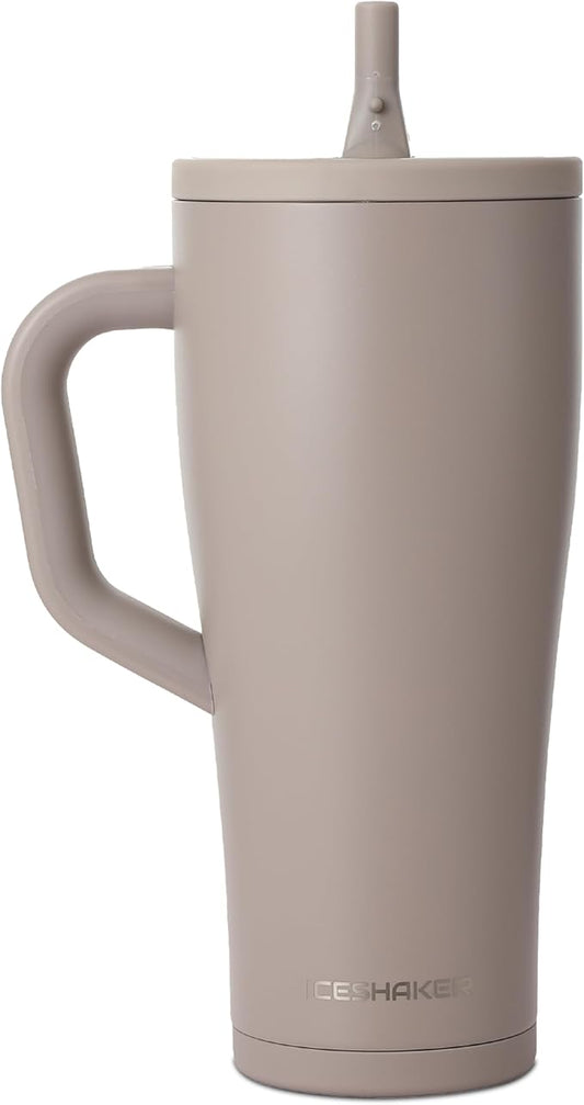 Ice Shaker 32 oz Tumbler with Handle and Straw | 32oz Java | Cold for 30+ Hours | 2-in-1 Tumbler Shaker Bottle | Odor-Free 32 ounce Bottle for Water, Protein Shakes, Smoothies, Cocktails