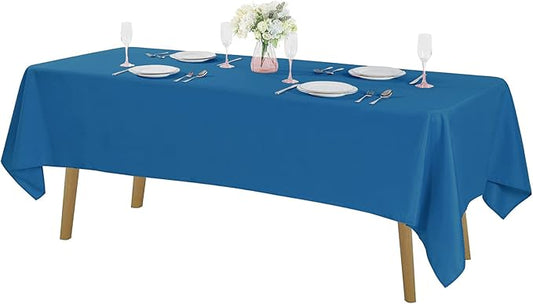 Cupuamon Rectangle Tablecloth 60x102 inch Washable Polyester Fabric Table Cloth for Wedding Party Dining Banquet Decoration（60x102, Mediterranean Blue）