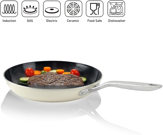 TeChef Collection 10" Ceramic Nonstick Frying Pan Skillet, Nontoxic - Free of PFAS, PFOA, PTFE, Made in Korea (10-in)