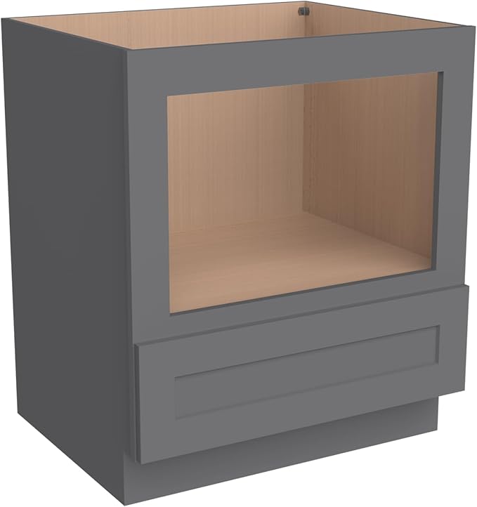 Microwave Base Cabinet ??Solid Wood Shaker Style Kitchen Storage Base Unit with Drawer & Soft-Close Doors, RTA Pantry Cupboard for Dining Room, Coffee Bar 30" W x 24" D x 34 1/2" H (Pebble Gray)