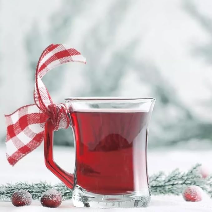 LAV Glass Tea Mugs Set of 6 | Coffee Espresso Cups, Coffee Mugs, Durable Turkish Japanese Tea Glass 7 1/2 oz (Colored Handles)