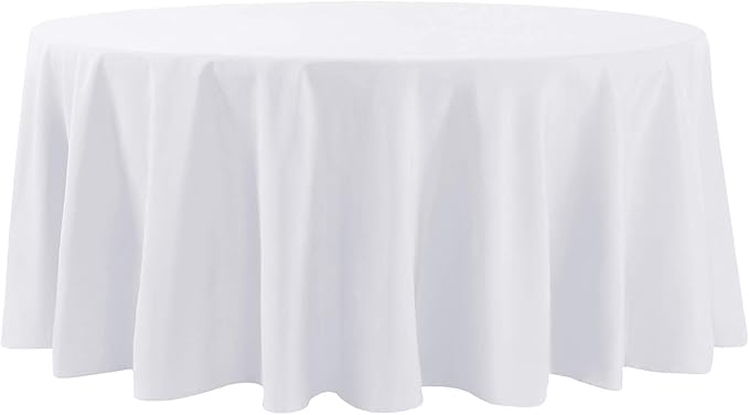 Cupuamon 132 inch Round Tablecloth Washable Polyester Table Cloth Decorative Table Cover for Wedding Party Dining Banquet（132 inch,White）