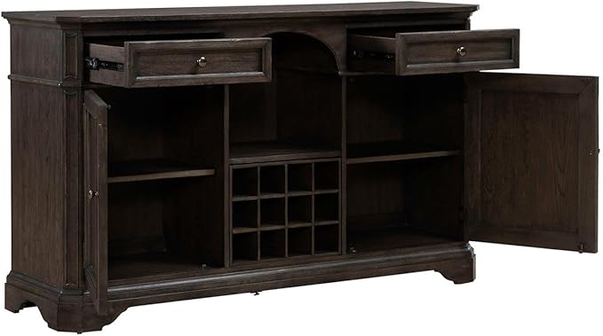Liberty Furniture Grant Park Dining Room Wine Rack Buffet - White Oak Veneers - Cappuccino Brown