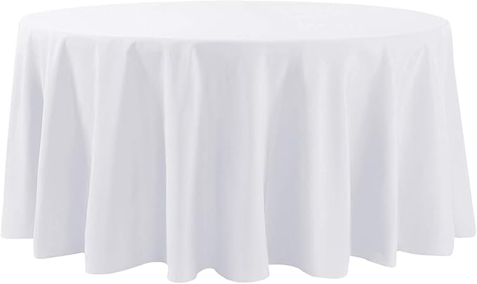 Cupuamon 108 inch Round Tablecloth Washable Polyester Table Cloth Decorative Table Cover for Wedding Party Dining Banquet (108 inch,White)