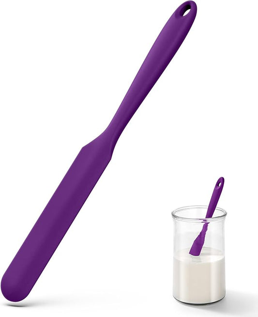 U-Taste Skinny Silicone Jar Spatula: 600쨘F Heat-Resistant Food-Grade 10in Long Narrow Sourdough Stirring Stick, Seamless Flexible Peanut Butter Spreader for Scraping Icing Bread Cream, Jam (Purple)