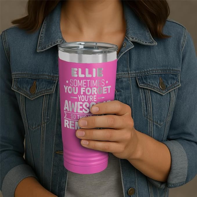 Personalized Inspirational Tumbler, Inspirational Gifts for Men Dad Father Wife Sister Women, Custom Birthday For Him Her, Customized You?셱e Awesome Tumbler, Teacher Coworker Gifts 20oz Pink